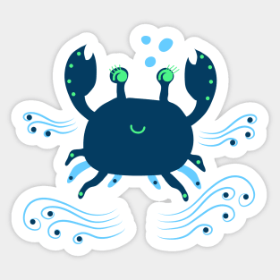 Aqua ocean animals - crab Sticker